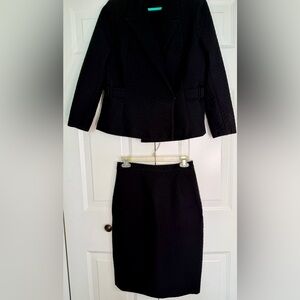 Vintage Ilie Wacs Black Textured Jacket/Skirt Suit Size 8